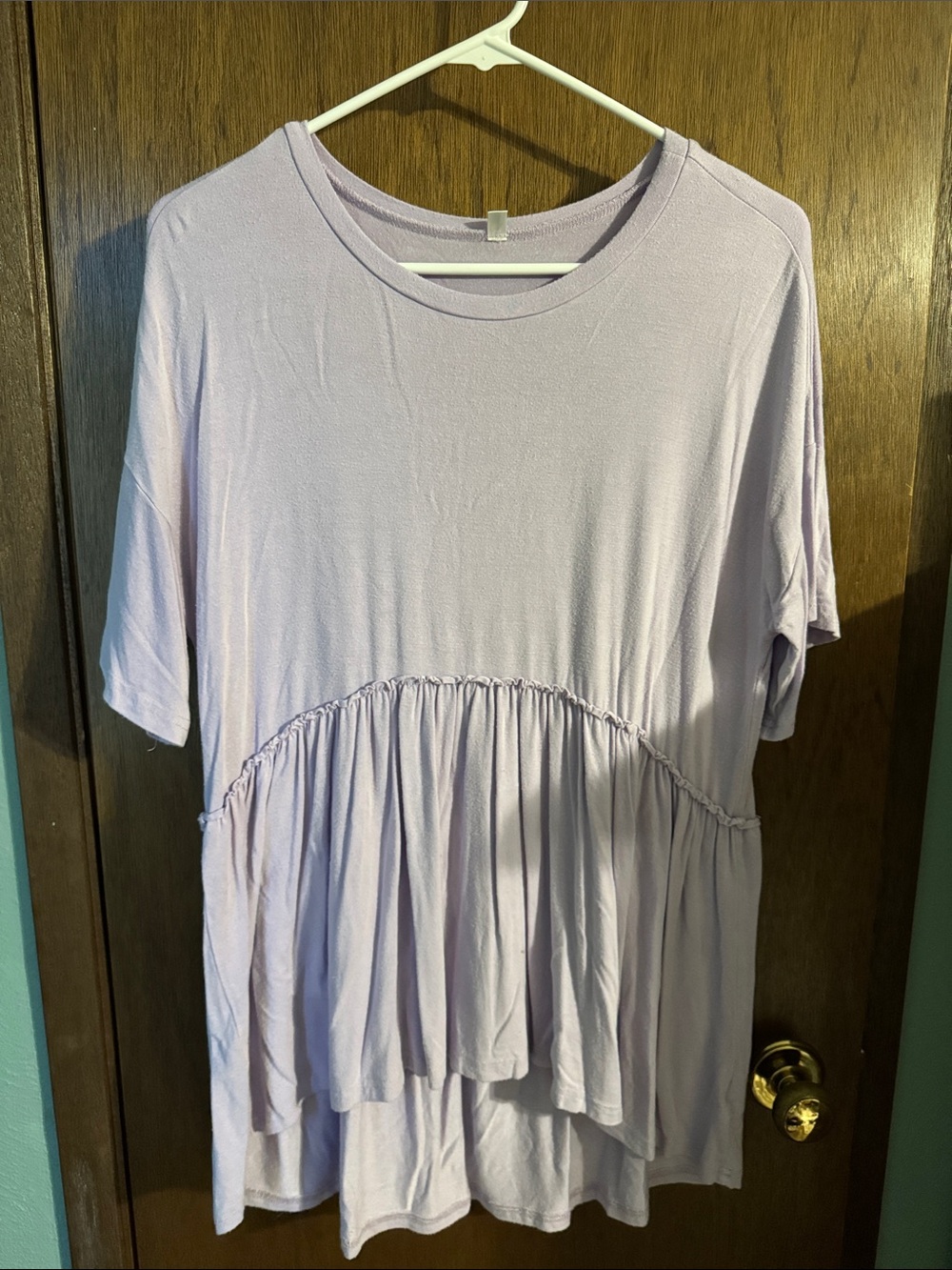 Light Purple Peplum Hem Women's Top